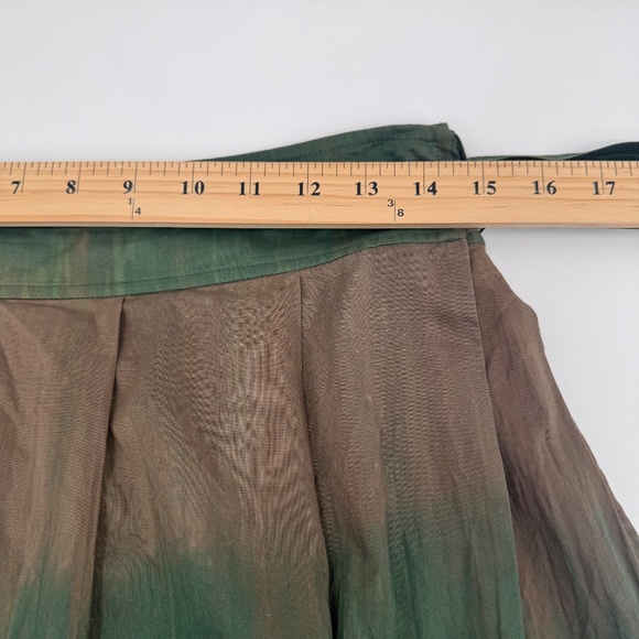 Theory Skirt Women 8 Green Brown Ombre Wrap Sash Tie Preppy Artsy Boho Hippie - Picture 12 of 14